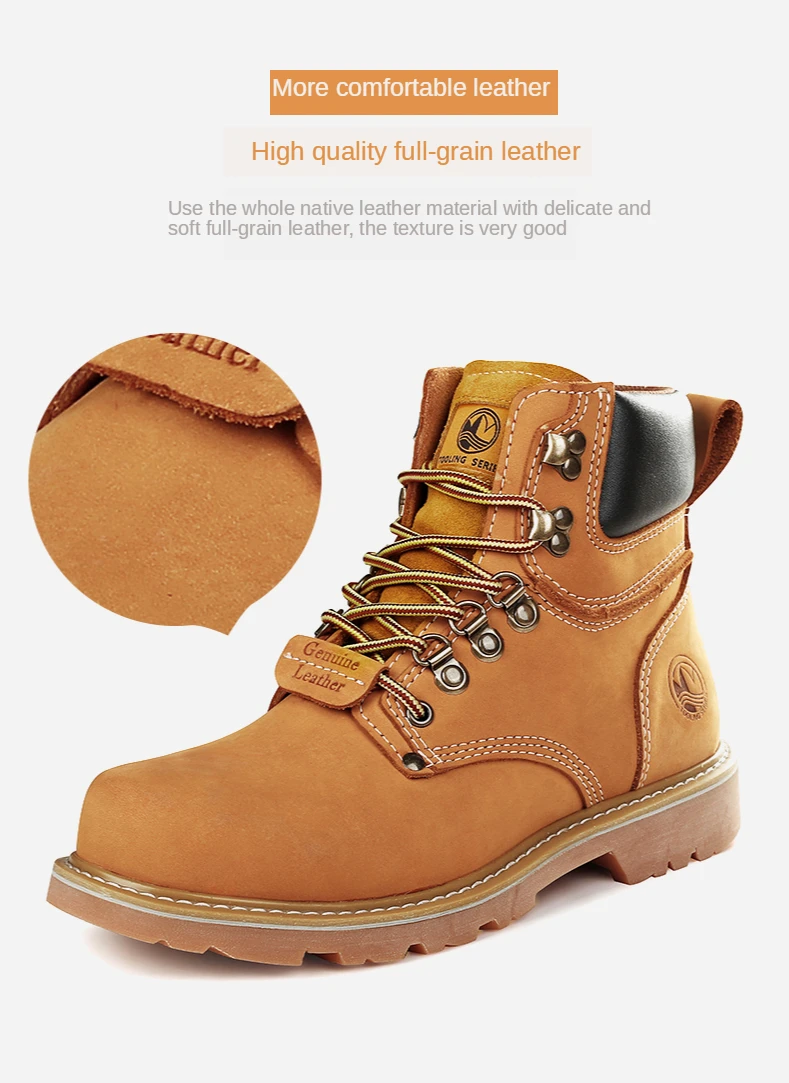 KOWM Cowhide Outdoor Men Hiking Shoes Waterproof Tactical Desert shoes Hunting Boots Snow Boots Fur Sneaker Women Trekking Shoes