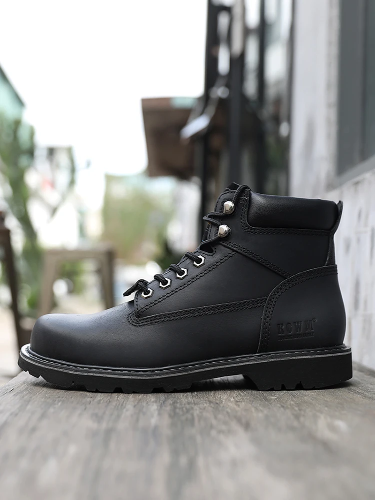 KOWM Cowhide Outdoor Men Hiking Shoes Waterproof Tactical Desert shoes Hunting Boots Snow Boots Fur Sneaker Women Trekking Shoes