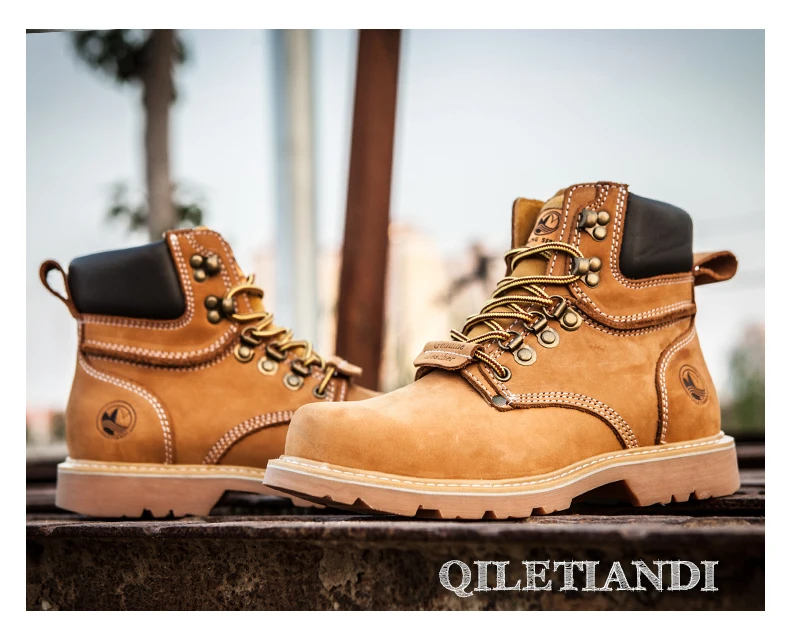 KOWM Cowhide Outdoor Men Hiking Shoes Waterproof Tactical Desert shoes Hunting Boots Snow Boots Fur Sneaker Women Trekking Shoes