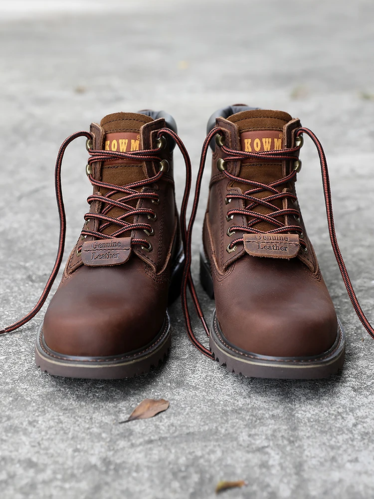 KOWM Cowhide Outdoor Men Hiking Shoes Waterproof Tactical Desert shoes Hunting Boots Snow Boots Fur Sneaker Women Trekking Shoes