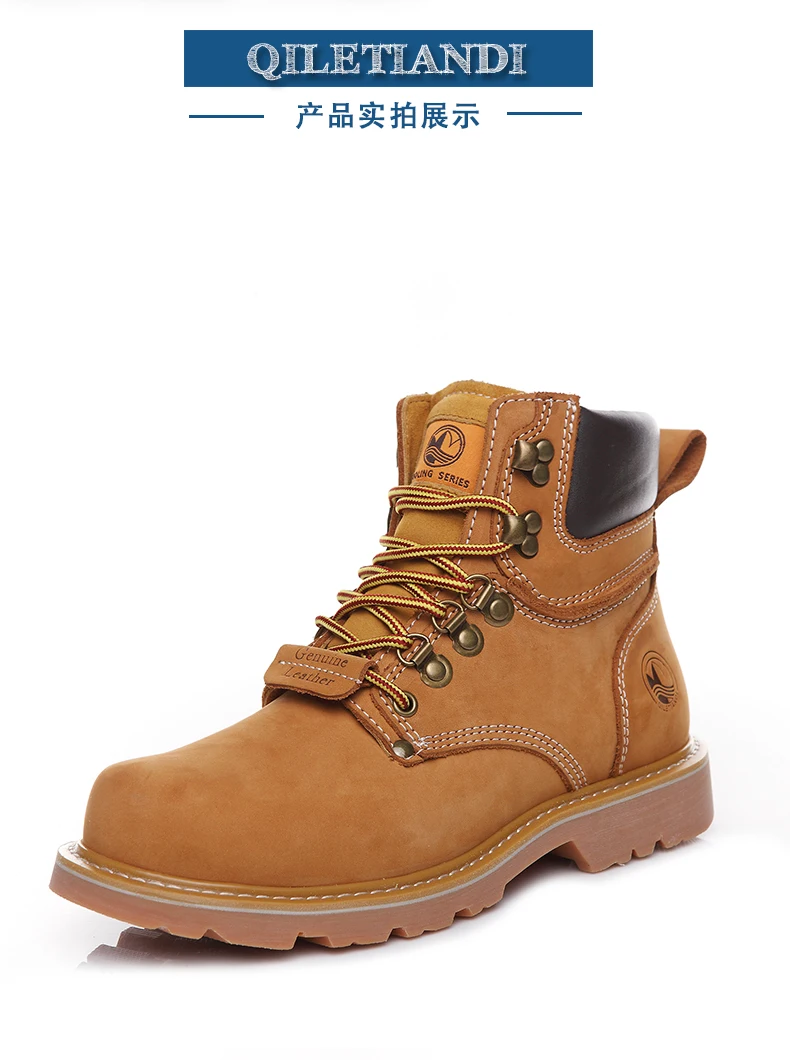 KOWM Cowhide Outdoor Men Hiking Shoes Waterproof Tactical Desert shoes Hunting Boots Snow Boots Fur Sneaker Women Trekking Shoes
