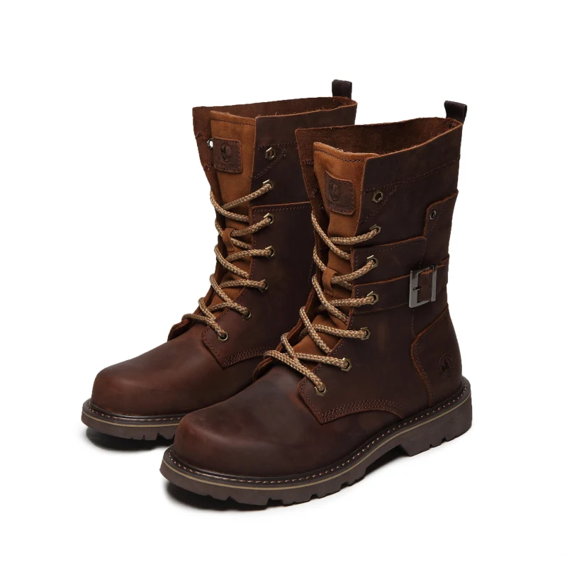 KOWM Cowhide Outdoor Men Hiking Shoes Waterproof Tactical Desert shoes Hunting Boots Snow Boots Fur Sneaker Women Trekking Shoes