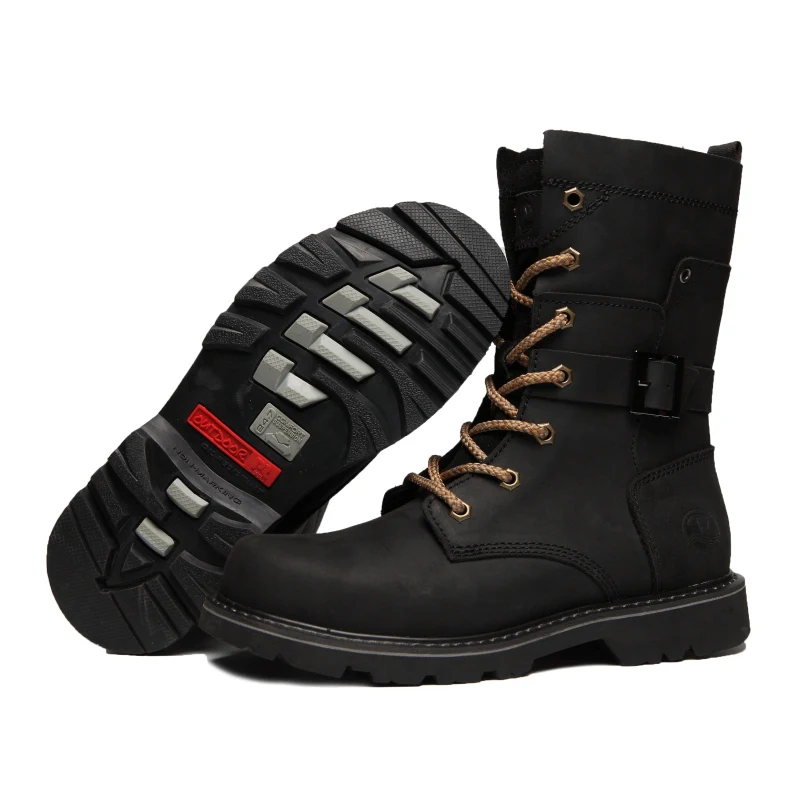 KOWM Cowhide Outdoor Men Hiking Shoes Waterproof Tactical Desert shoes Hunting Boots Snow Boots Fur Sneaker Women Trekking Shoes