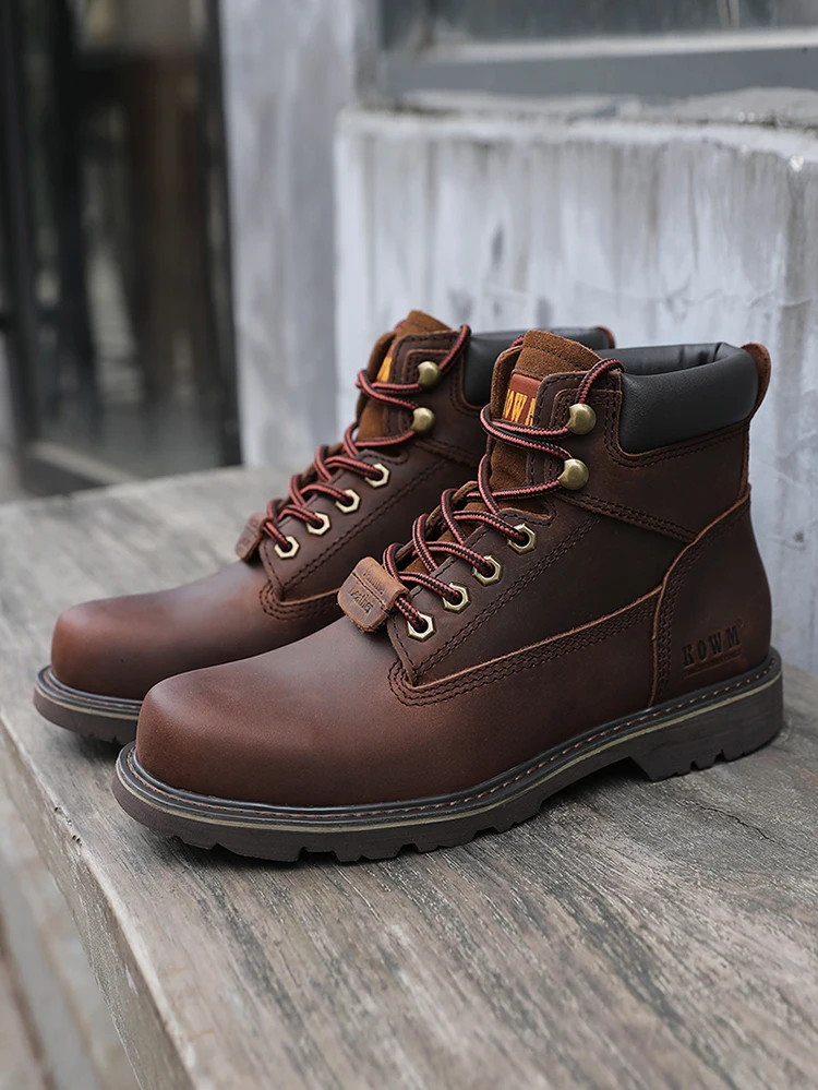 KOWM Cowhide Outdoor Men Hiking Shoes Waterproof Tactical Desert shoes Hunting Boots Snow Boots Fur Sneaker Women Trekking Shoes