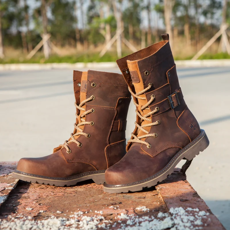 KOWM Cowhide Outdoor Men Hiking Shoes Waterproof Tactical Desert shoes Hunting Boots Snow Boots Fur Sneaker Women Trekking Shoes