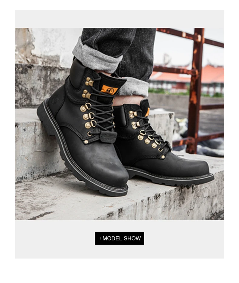KOWM Cowhide Outdoor Men Hiking Shoes Waterproof Tactical Desert shoes Hunting Boots Snow Boots Fur Sneaker Women Trekking Shoes