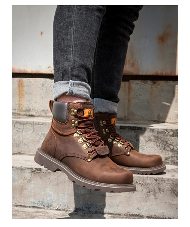 KOWM Cowhide Outdoor Men Hiking Shoes Waterproof Tactical Desert shoes Hunting Boots Snow Boots Fur Sneaker Women Trekking Shoes