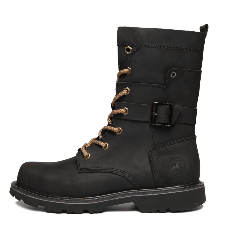 KOWM Cowhide Outdoor Men Hiking Shoes Waterproof Tactical Desert shoes Hunting Boots Snow Boots Fur Sneaker Women Trekking Shoes