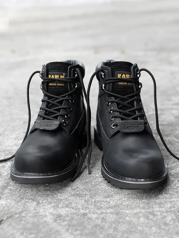 KOWM Cowhide Outdoor Men Hiking Shoes Waterproof Tactical Desert shoes Hunting Boots Snow Boots Fur Sneaker Women Trekking Shoes