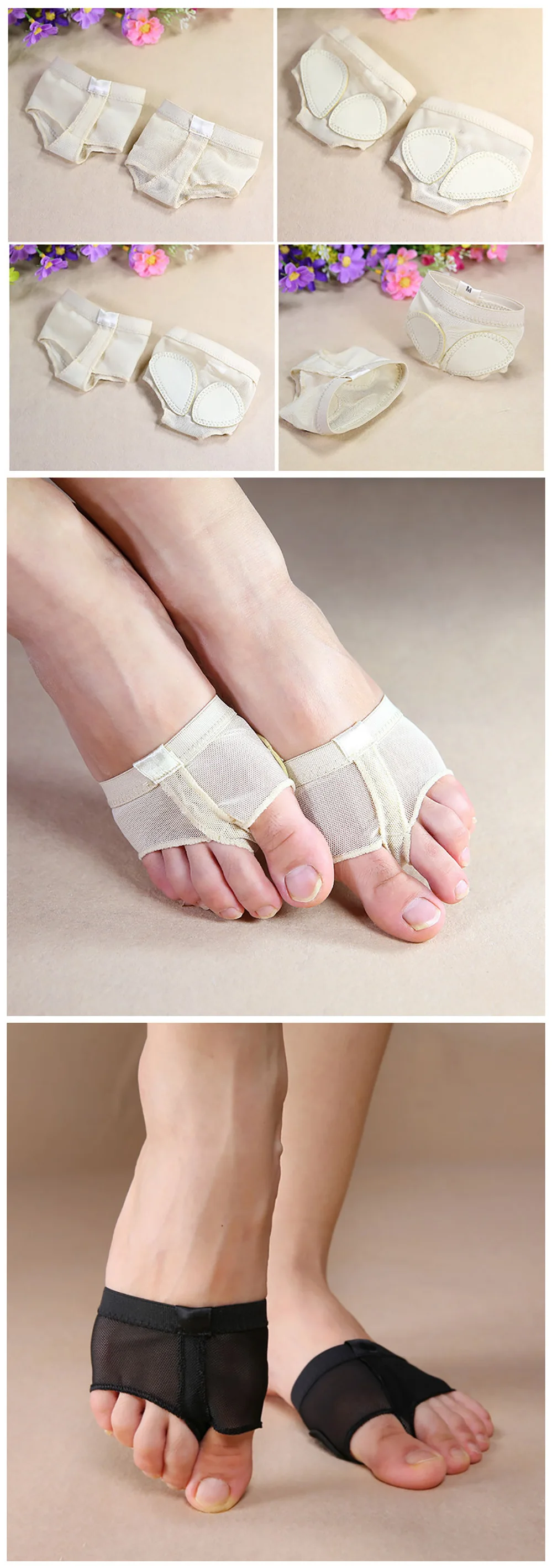 Professional Belly Dance Ballet Toe Guard Foot Exercise Shoes Thong Dog Care Tools Half Sole Gym Socks Ballet Dance Shoes