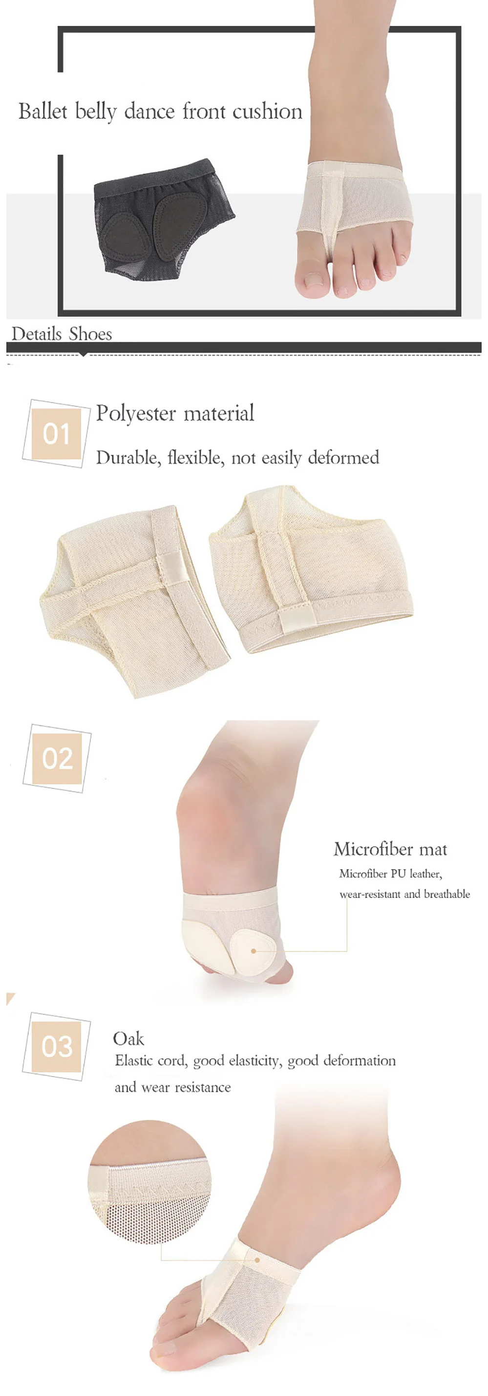 Professional Belly Dance Ballet Toe Guard Foot Exercise Shoes Thong Dog Care Tools Half Sole Gym Socks Ballet Dance Shoes