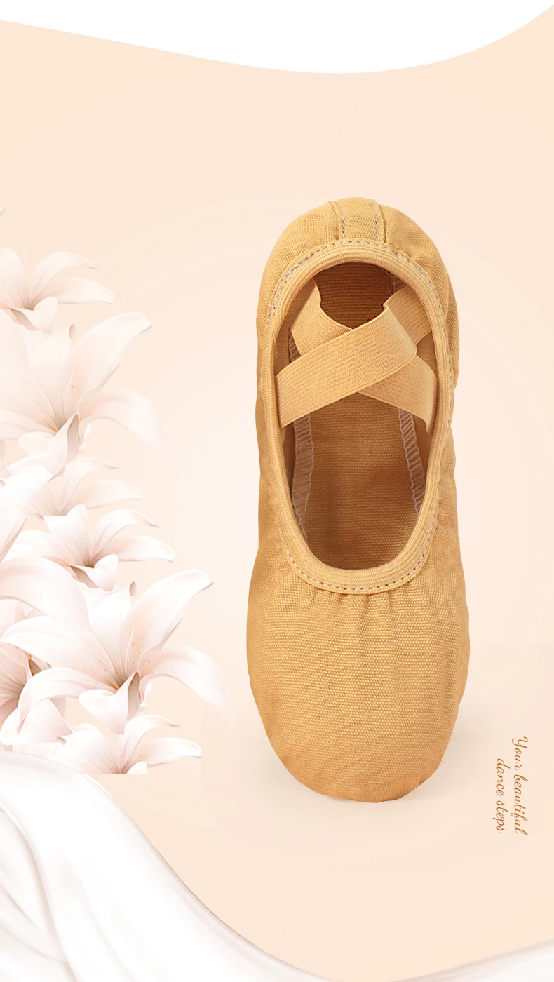 Girls Canvas Ballet Shoes Women Professional Dance Flat Soft Soled Ballerina Shoes Non-slip Dance Shoe for Practice Performance