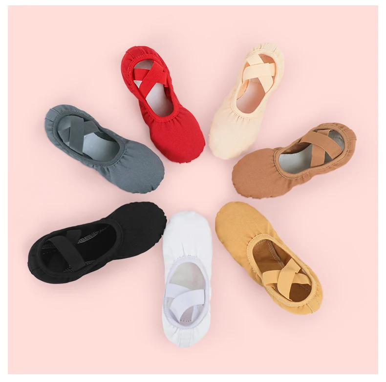 Girls Canvas Ballet Shoes Women Professional Dance Flat Soft Soled Ballerina Shoes Non-slip Dance Shoe for Practice Performance