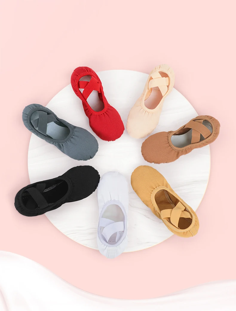 Girls Canvas Ballet Shoes Women Professional Dance Flat Soft Soled Ballerina Shoes Non-slip Dance Shoe for Practice Performance