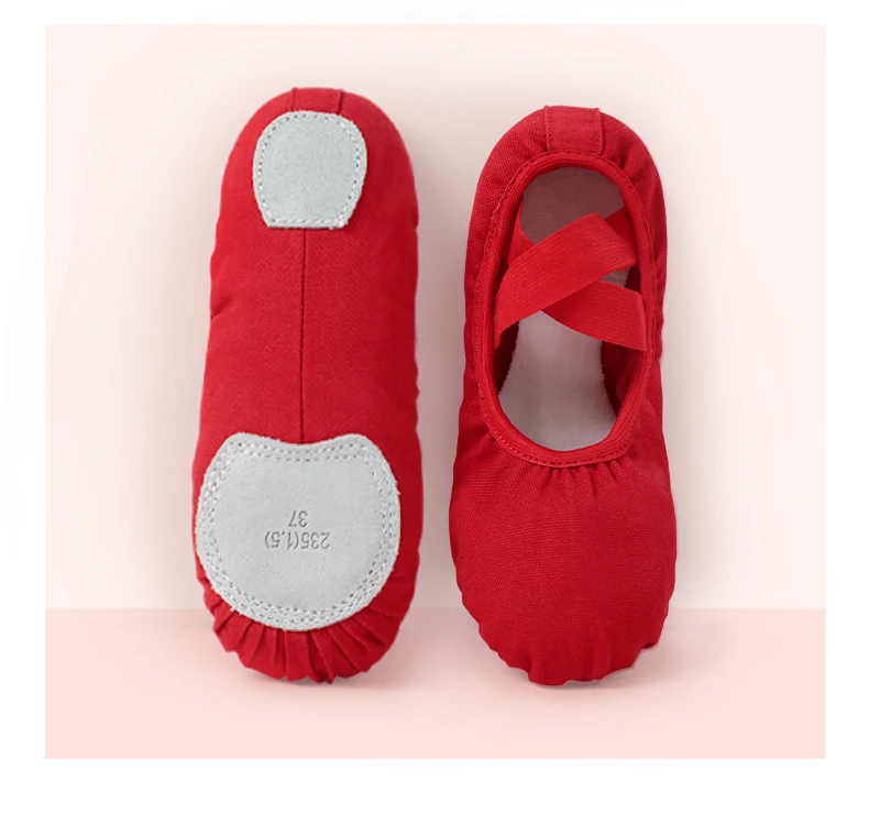 Girls Canvas Ballet Shoes Women Professional Dance Flat Soft Soled Ballerina Shoes Non-slip Dance Shoe for Practice Performance