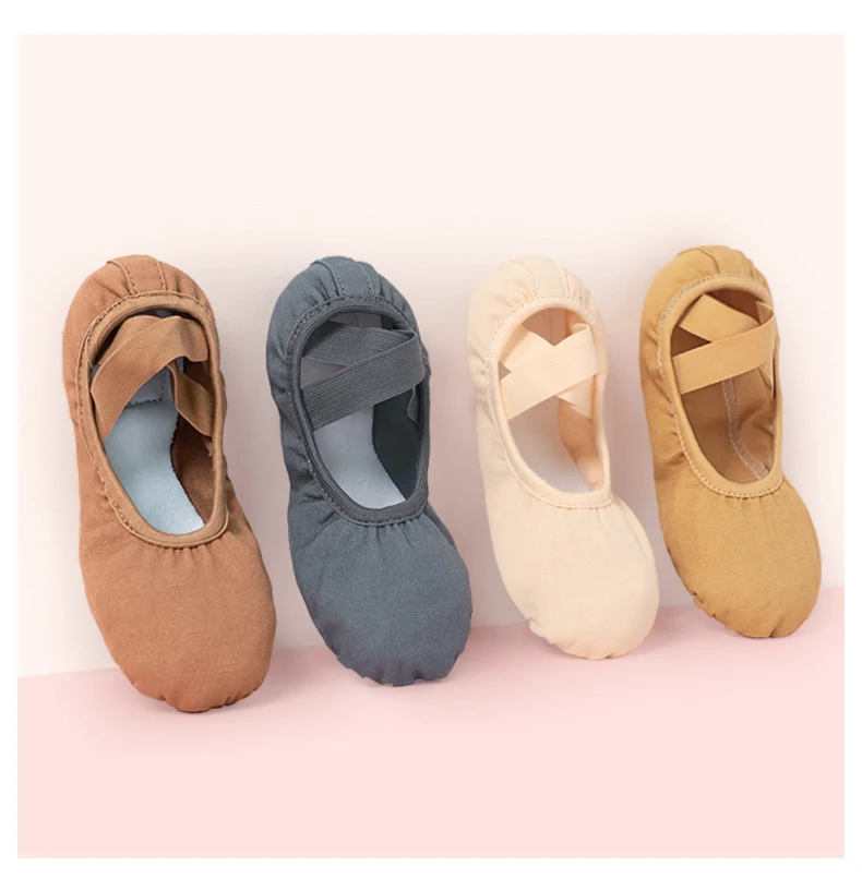 Girls Canvas Ballet Shoes Women Professional Dance Flat Soft Soled Ballerina Shoes Non-slip Dance Shoe for Practice Performance