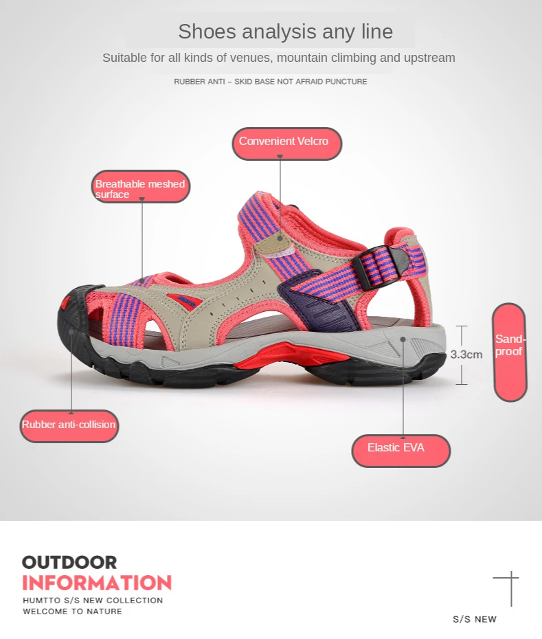 HUMTTO Outdoor Women's Upstream Shoes Breathable Summer Aqua Shoes men Rubber Air Mesh Sandals Wading Quick Drying Beach Sneaker