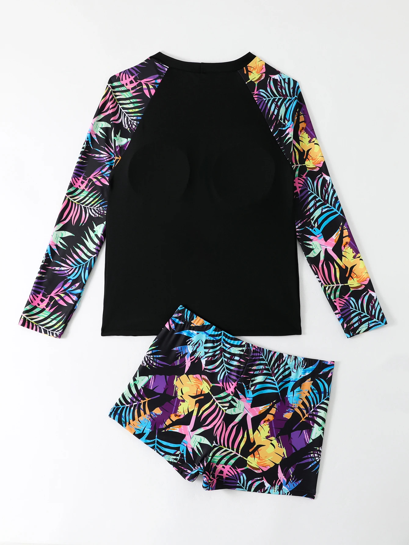 2026 Tropical Long Sleeve Swimsuit Women Plus Large Size Swimwear Female Bathers Bathing Swimming Swim Suit Beachwear 4XL