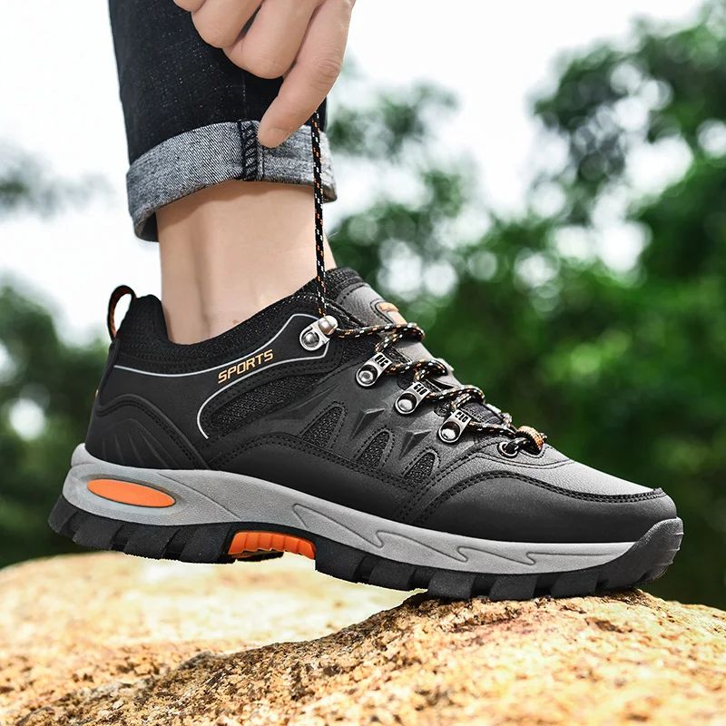 HIKEUP Autumn And Winter Outdoor Hiking Shoes Men Women Sneakers Couple Models High Quality Leather Sport Men Trekking Plus Size
