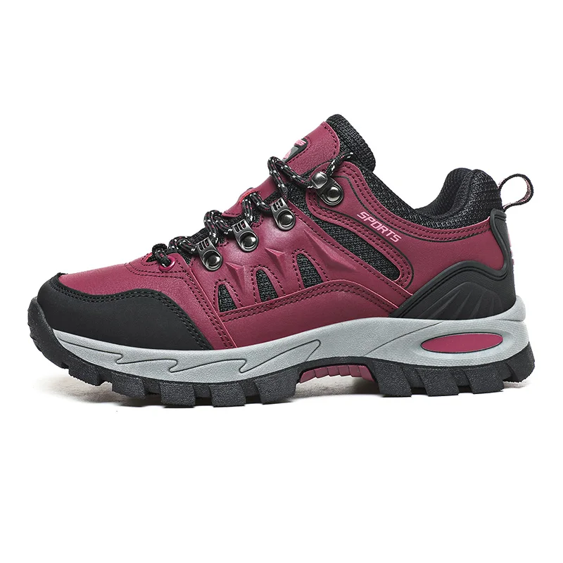 HIKEUP Autumn And Winter Outdoor Hiking Shoes Men Women Sneakers Couple Models High Quality Leather Sport Men Trekking Plus Size