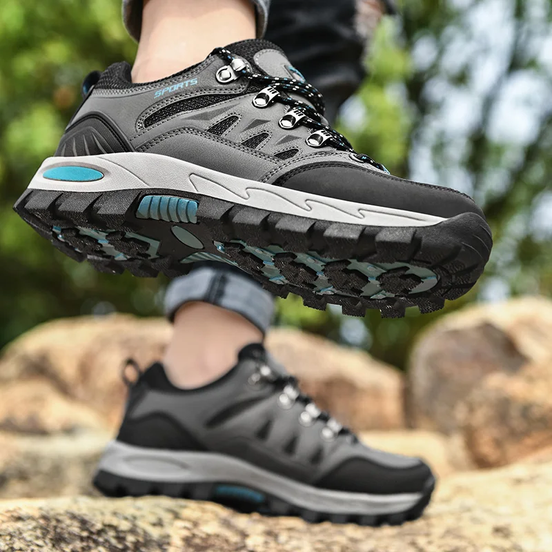 HIKEUP Autumn And Winter Outdoor Hiking Shoes Men Women Sneakers Couple Models High Quality Leather Sport Men Trekking Plus Size
