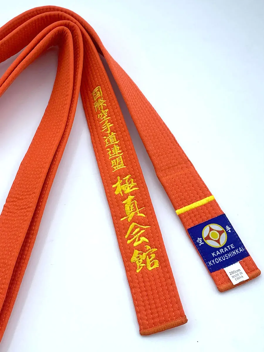 International Karate Federation Kyokushi Belts IKF Sports Yellow Belt 4cm Wide Customized Processing Embroidered Text China Made