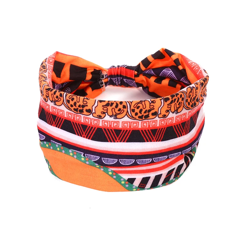 African Pattern Print Twist Elastic Hair Band Wide Hairbands Bandana Turban Knot Headwrap Fashion Cotton Stretch Headband