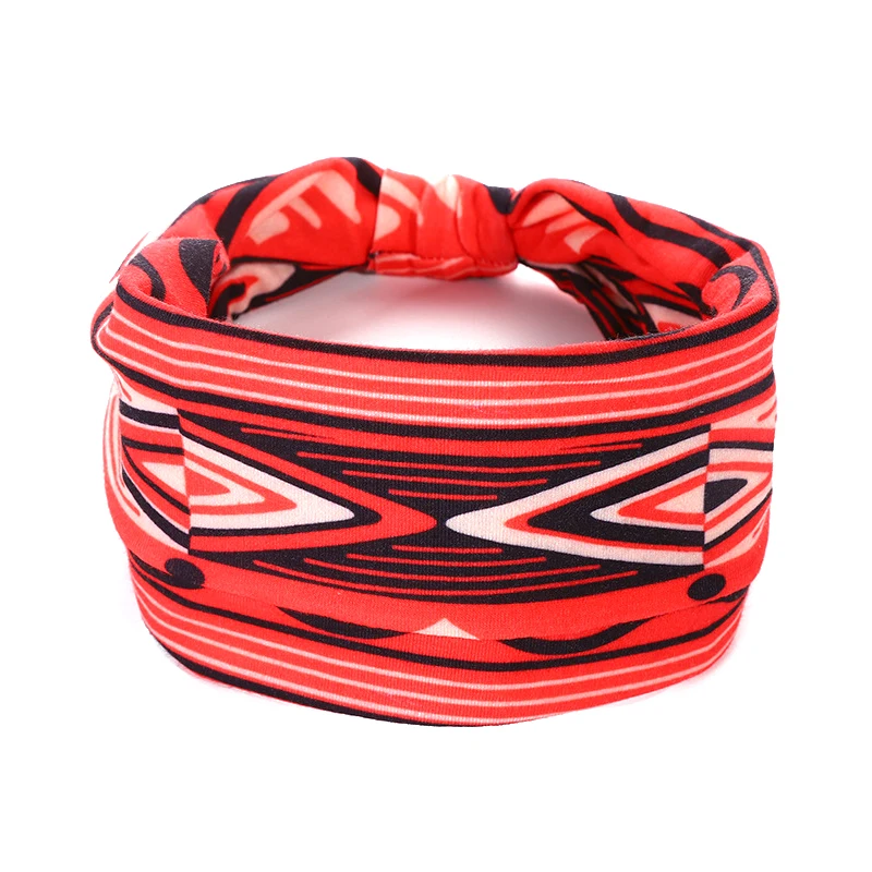 African Pattern Print Twist Elastic Hair Band Wide Hairbands Bandana Turban Knot Headwrap Fashion Cotton Stretch Headband