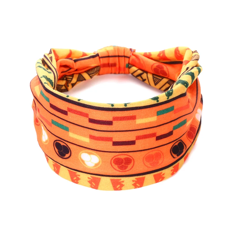 African Pattern Print Twist Elastic Hair Band Wide Hairbands Bandana Turban Knot Headwrap Fashion Cotton Stretch Headband