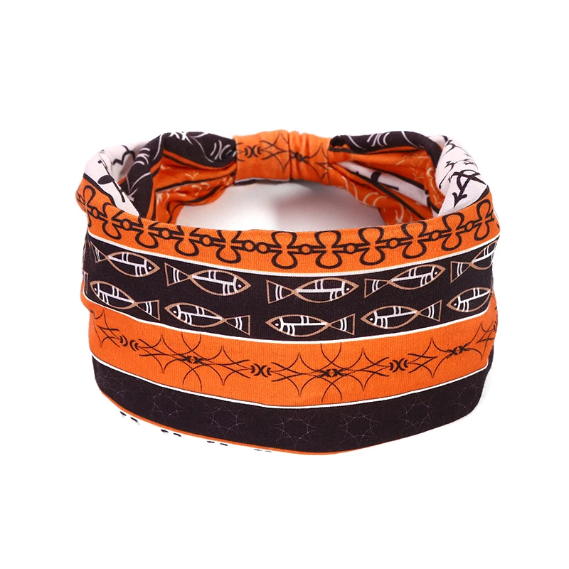 African Pattern Print Twist Elastic Hair Band Wide Hairbands Bandana Turban Knot Headwrap Fashion Cotton Stretch Headband