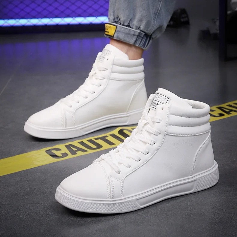 2026 Spring Fashion Red Men's Sneakers High Top Skateboarding Shoes for Men Women Comfortable Unisex Leather Sneakers Size 35-46