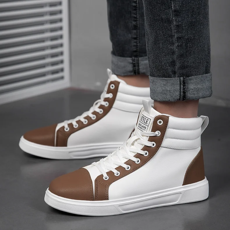 2026 Spring Fashion Red Men's Sneakers High Top Skateboarding Shoes for Men Women Comfortable Unisex Leather Sneakers Size 35-46