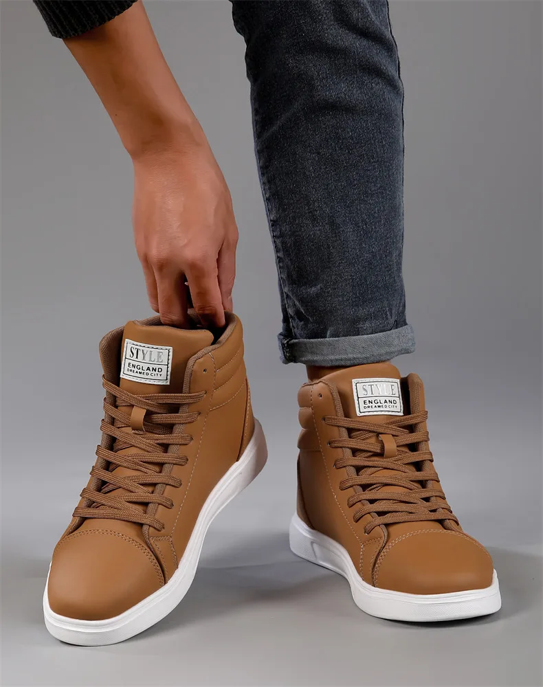 2026 Spring Fashion Red Men's Sneakers High Top Skateboarding Shoes for Men Women Comfortable Unisex Leather Sneakers Size 35-46