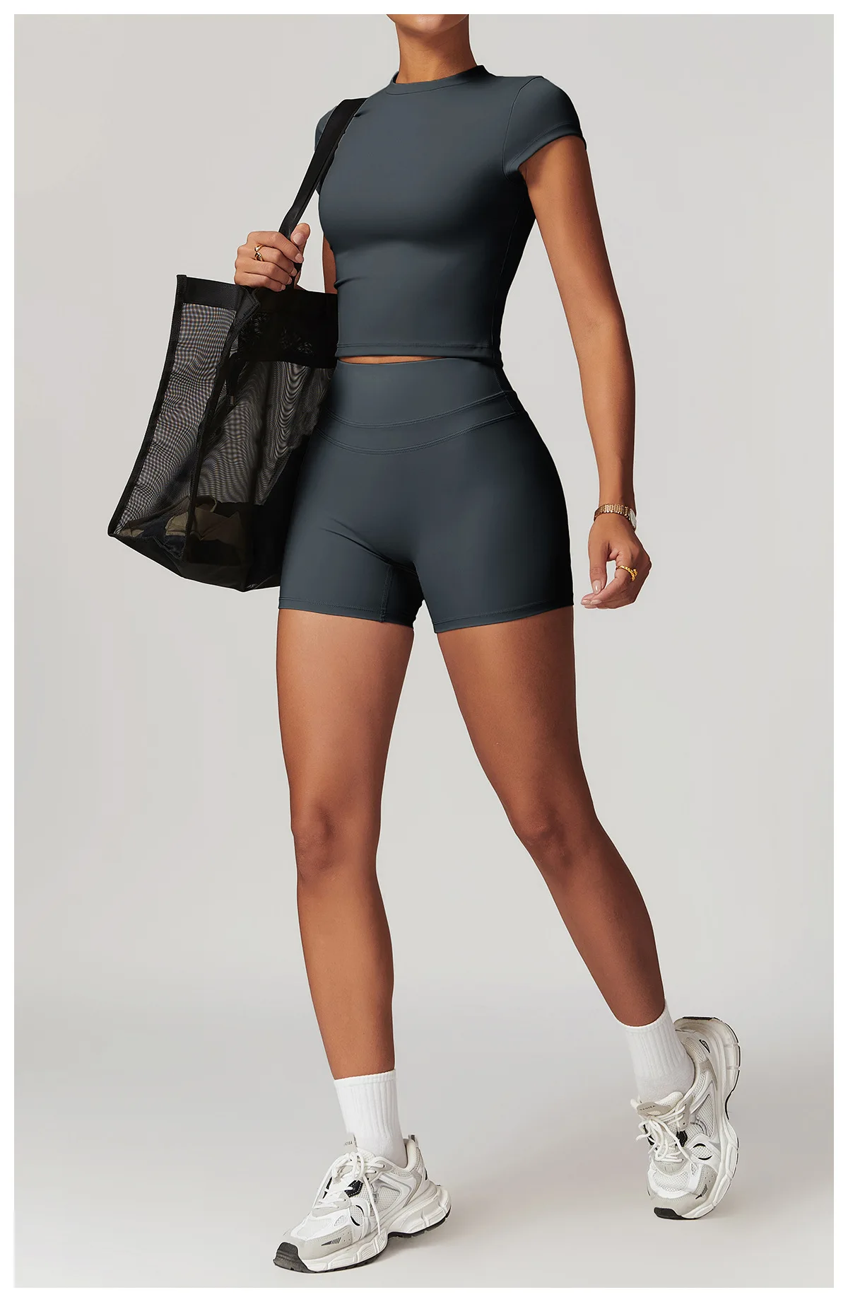JUREN High Waist Sports Short Women Yoga Shorts Breathable Fitness Tight Women Yoga Legging Shorts Cycling Athletic Gym Shorts
