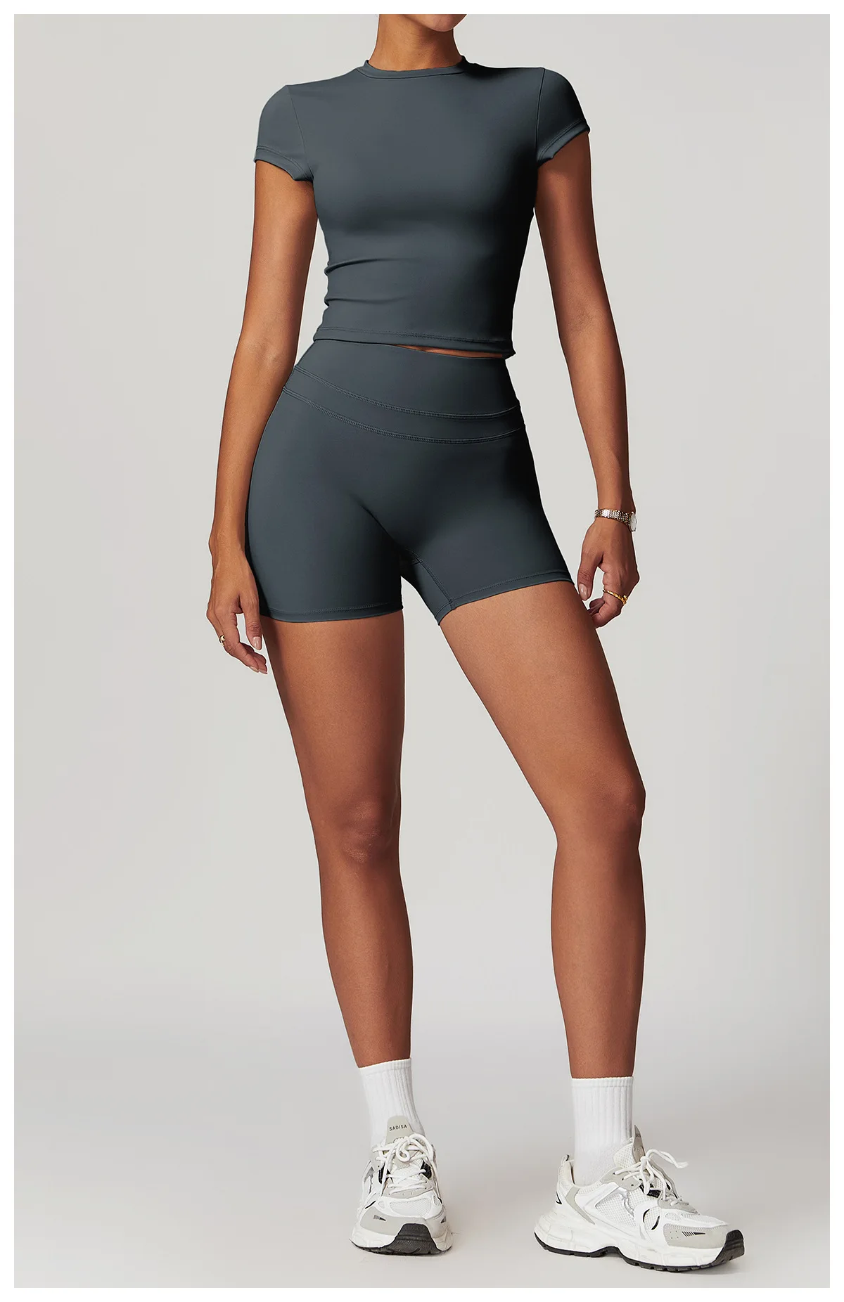 JUREN High Waist Sports Short Women Yoga Shorts Breathable Fitness Tight Women Yoga Legging Shorts Cycling Athletic Gym Shorts
