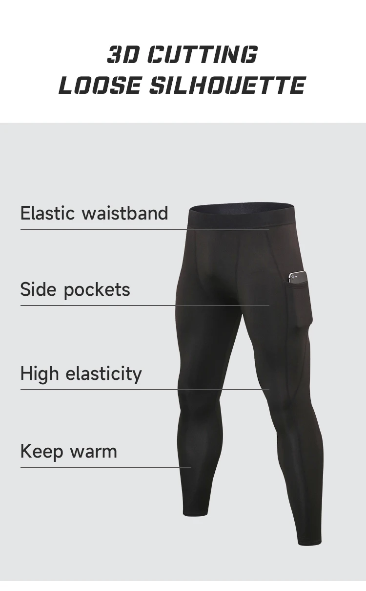 Men's Autumn and Winter Warm Running Tight Leggings Sports Gym Fitness Jogging Pants Fast Dry Running Compression leggings