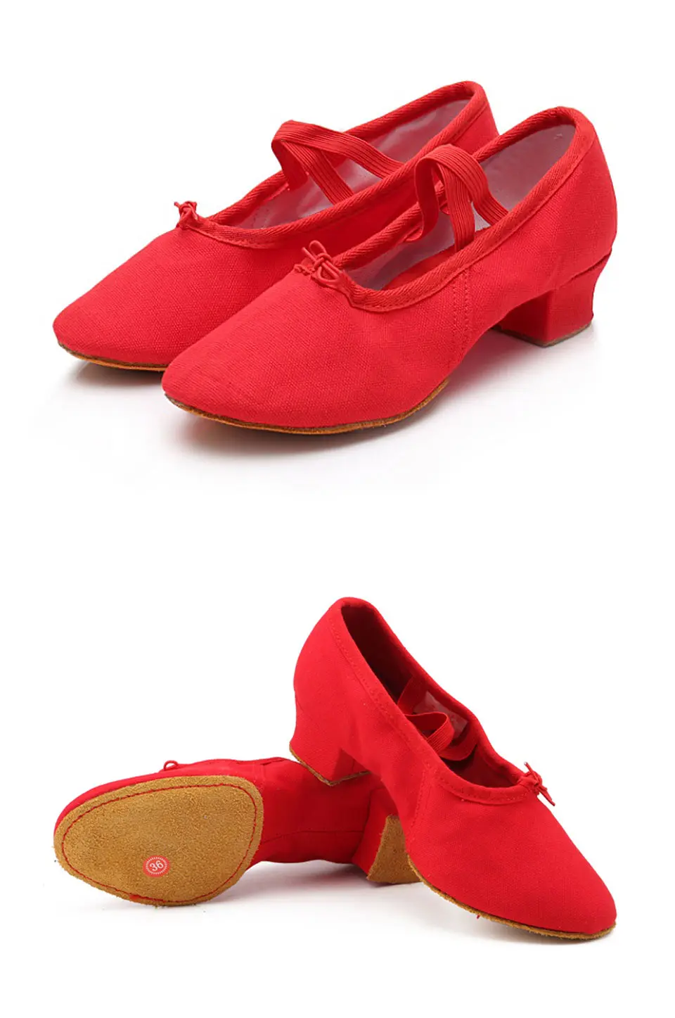 Women Character Dance Shoes Ballet Teacher Shoes Ballroom Modern Dance Training Low Heels Canvas Cross Strap Dancing Footwear