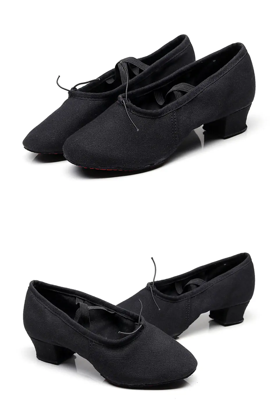 Women Character Dance Shoes Ballet Teacher Shoes Ballroom Modern Dance Training Low Heels Canvas Cross Strap Dancing Footwear