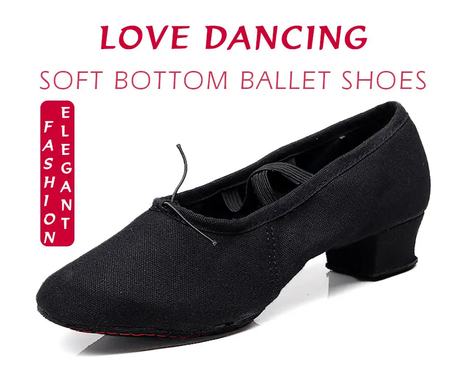 Women Character Dance Shoes Ballet Teacher Shoes Ballroom Modern Dance Training Low Heels Canvas Cross Strap Dancing Footwear