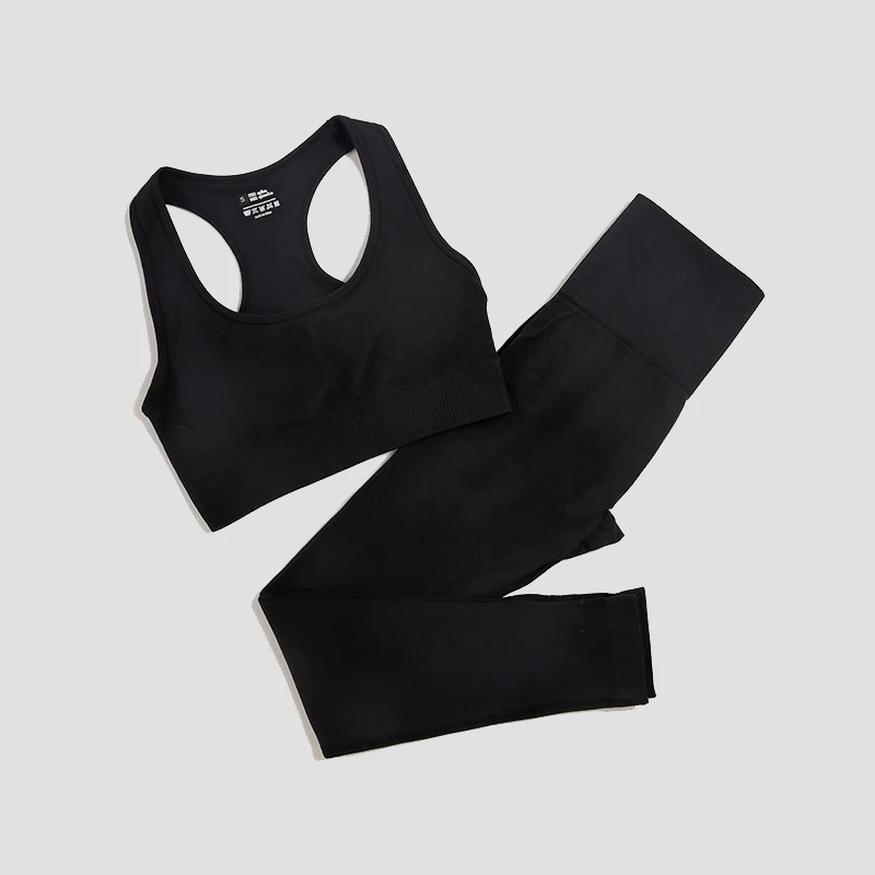 Seamless Gym Set Women Sport Suit Yoga Sets 2 Pcs Tracksuits Fitness Wear Sportswear Leggings Padded Sports Bras Workout Clothin