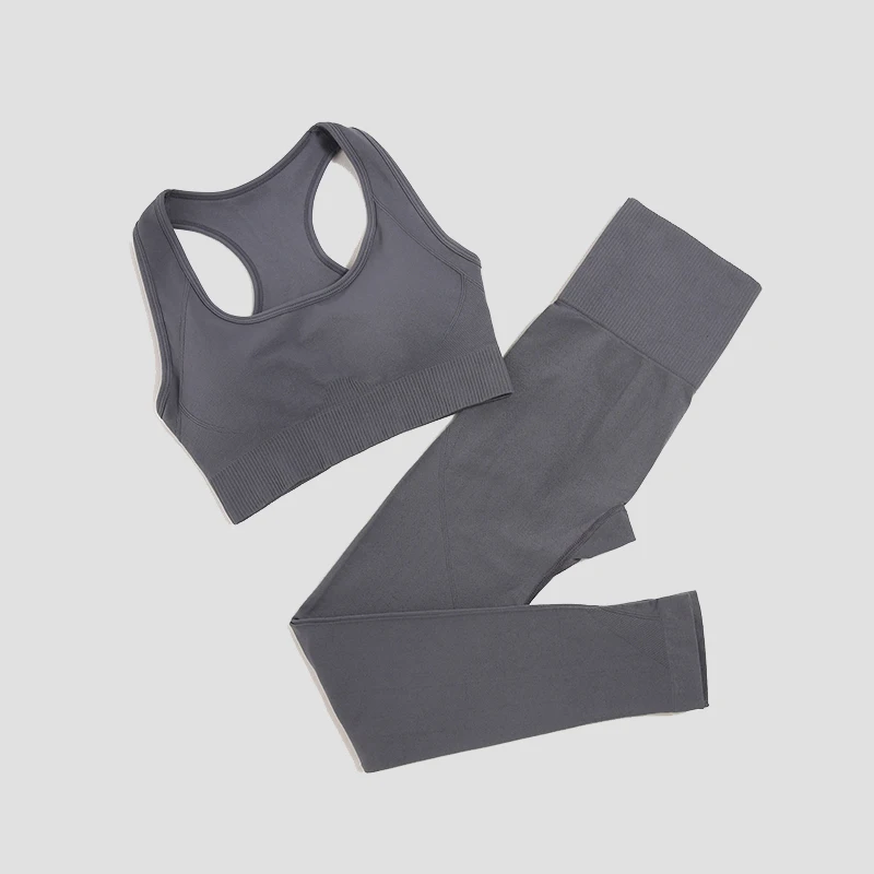 Seamless Gym Set Women Sport Suit Yoga Sets 2 Pcs Tracksuits Fitness Wear Sportswear Leggings Padded Sports Bras Workout Clothin