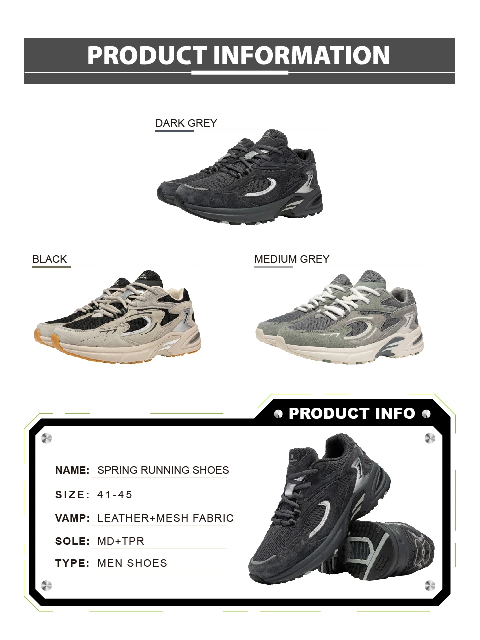 Baasploa New Running Shoes Men Outdoor Fashion Lightweight Mesh Sports Shoes Male Casual Breathable Non-Slip Walking Shoes