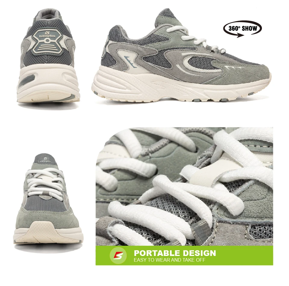 Baasploa New Running Shoes Men Outdoor Fashion Lightweight Mesh Sports Shoes Male Casual Breathable Non-Slip Walking Shoes