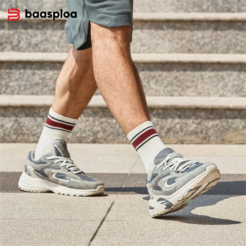 Baasploa New Running Shoes Men Outdoor Fashion Lightweight Mesh Sports Shoes Male Casual Breathable Non-Slip Walking Shoes