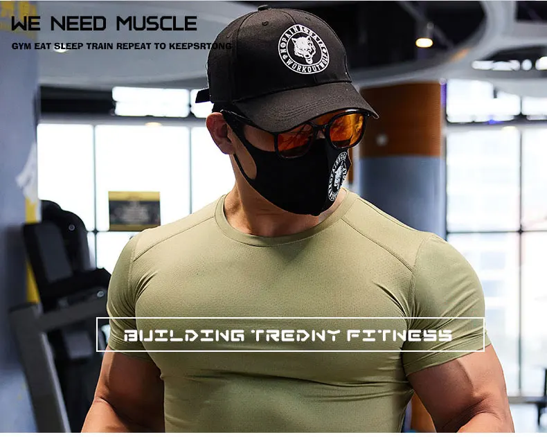 Gym T-shirt Man Plus Size Dry Fit Men's Sports T-shirts Sweatshirt Tops Plain Color Muscle Training Activewear Yoga Clothes Tee