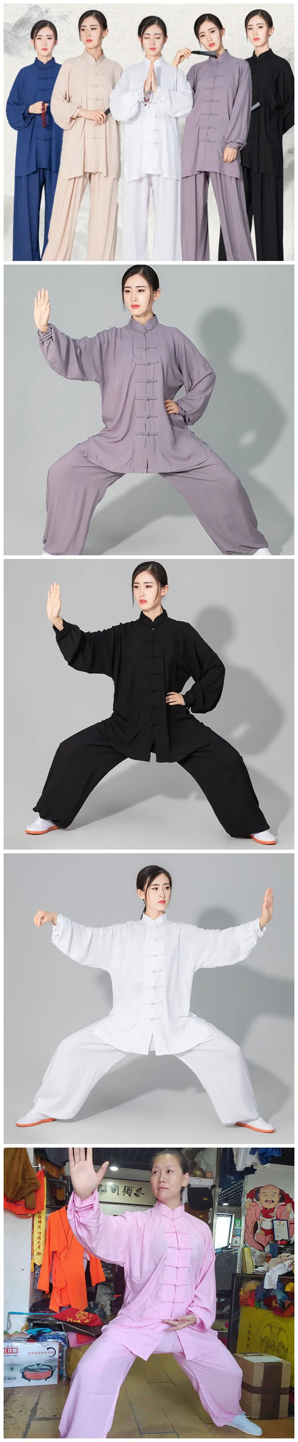 Summer Cotton Tai Chi Uniform Wing Chun Martial Arts Suits Yoga Meditation Sets 6 Colors Wushu Kung Fu Training Jacket and Pants