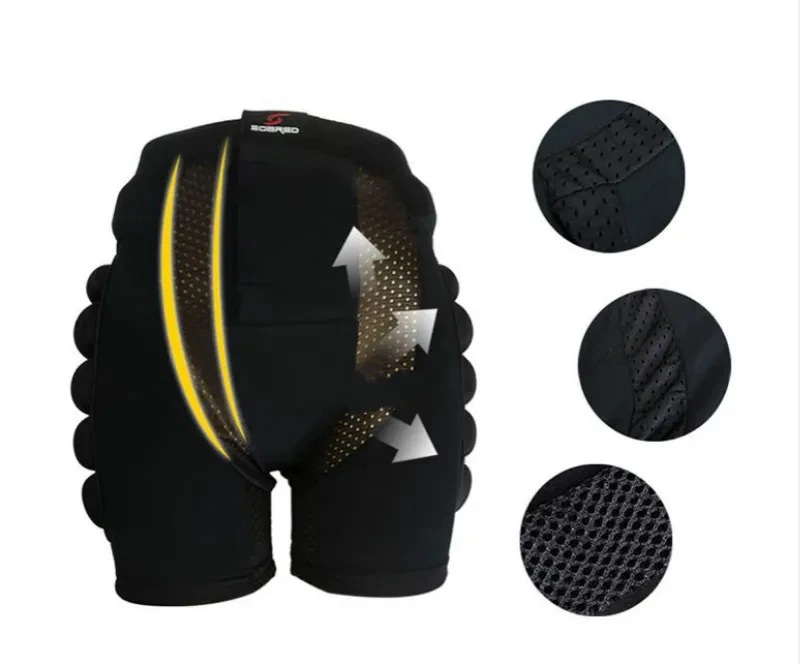 Black Sports Skiing Skating Snowboarding Shorts Hip Protective Bottom Padded for Ski & Roller Skate & Snowboard Hip Protection