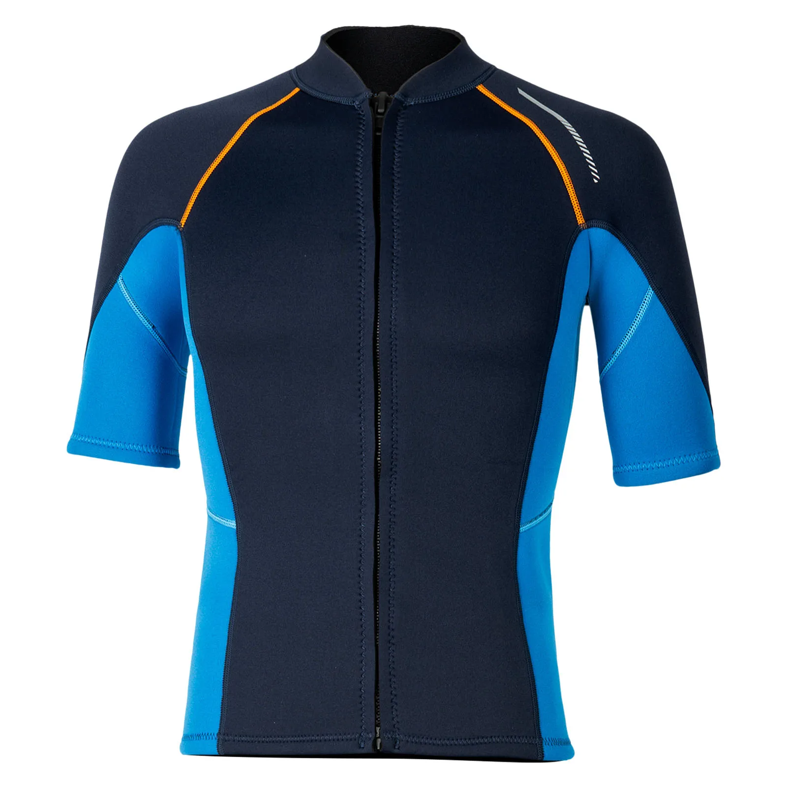 Mens Swim Tops Swimwear Beachwwear Short Sleeve Front Zip Wetsuit Top 1.5mm Neoprene Tops for Swimming Diving Surfing Snorkeling