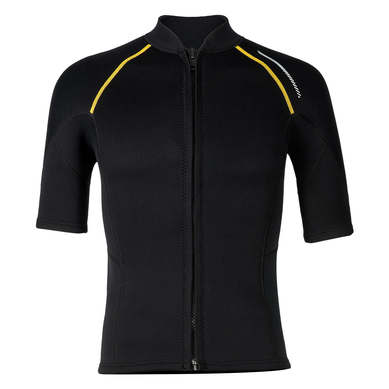 Mens Swim Tops Swimwear Beachwwear Short Sleeve Front Zip Wetsuit Top 1.5mm Neoprene Tops for Swimming Diving Surfing Snorkeling