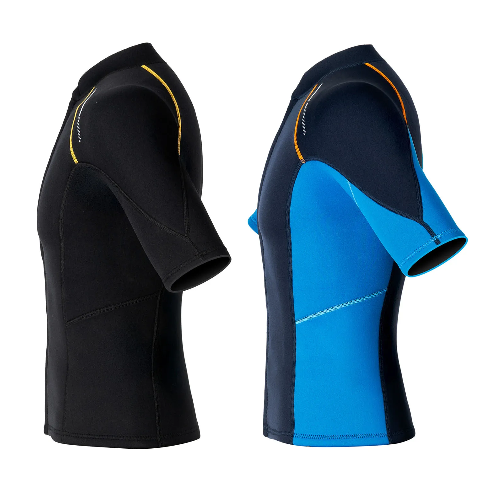 Mens Swim Tops Swimwear Beachwwear Short Sleeve Front Zip Wetsuit Top 1.5mm Neoprene Tops for Swimming Diving Surfing Snorkeling